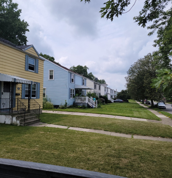 Front view of neighborhood