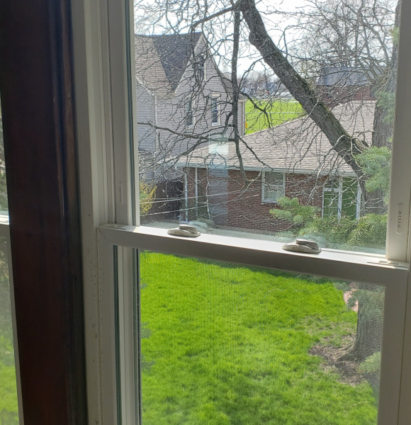 Nice view/breeze from the dining room window with Crosby field visible